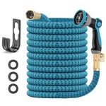 150FT expandable Flex Garden Hose with Triple Layer Latex Core,3/4"Solid Metal Fittings, Extra Strength Fabric Lightweight & No-Kink Flex Water Hose with 10 Function Nozzle