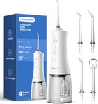 Operan Water Flossers for Teeth Cleaning Upgraded 300ml Cordless Water Dental Flossers Portable Rechargeable Oral Irrigator with 4 Modes 4 Jet Tips IPX7 Waterproof Water Floss for Home Travel (White)