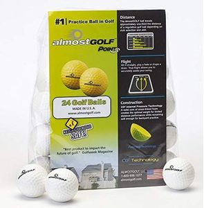 ALMOSTGOLF Limited Flight Practice Foam Golf Balls – Realistic Spin, Trajectory, & Accuracy Training, Pack of 24, White