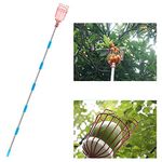 BestFire Fruit Picker Tool, 10-Foot Fruit Picking Pole with Basket Telescoping, Lightweight Fruit Harvester Tool Stainless Steel Fruits Catcher Tree Picker for Getting Apple, Fruits Tree (Red)