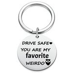 Aesnefe Drive Safe You are My Favorite Weirdo Keychain, I Love You Gift for Him, Birthday Valentine's Day Chrismas Anniversary Jewelry for Boyfriend Husband, New Driver Gift, Metal, not known