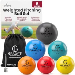 Plyo Soft Shell Weighted Ball Set 32, 21, 14, 7, 5, and 3.5oz-Pitching/Throwing Velocity Training for Baseball and Softball