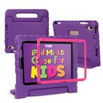 HDE iPad Mini 6 Case Kids Shock Proof Cover with Built-in Screen Protector Handle Stand for 6th Generation iPad Mini 2021 (8.3 Inch) - Purple & Pink