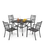 PHIVILLA Garden Table and Chairs Set of 4 Patio Table Chairs Metal Outdoor Bistro Garden Furniture Sets Weather-resistant (Style 4)