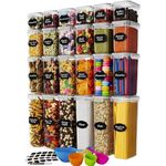 F3CH’D Airtight Food Storage Containers – 24 Piece Set - Kitchen & Pantry Organization, BPA Free Plastic with Durable Lids, Leakproof, Ideal for Dry & Wet Foods - Reusable Labels, Marker & Spoon Set