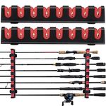 THKFISH Fishing Rod Holders Fishing Rod Rack Wall Mount Horizontal Fishing Pole Holders for Garage Room, Boats Store 8 Fishing Rod Combos,1pair red