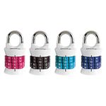 Master Lock 1535DWD Vertical Resettable Word Combination Padlock, 4 Color May Vary, 4-Pack