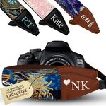 Art Tribute Custom Blue Crane Gold Foil Pattern Camera Strap - Choose Your Text and We Make It Especially For You Get Your Own Personalized Unique Camera Strap, Best Gift for Photographers