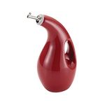 Rachael Ray Solid Glaze Ceramics EVOO Olive Oil Bottle Dispenser with Spout - 24 Ounce, Red