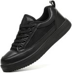 Treesky Non Slip Work Shoes for Women in Food Service - Slip Resistant, Breathable, Comfortable & Lightweight Sneakers, Suitable for Restaurant, Kitchen & Nursing Crews Black
