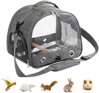 Esforzarse Grey Bird Travel Carrier with Stand Perch and Stainless Tray, Pet Transparent Breathable Travel Cage, Portable Small Bird Parrot Parakeet Cockatiel Carrier for Small Cockatiel, Birds,Parrot
