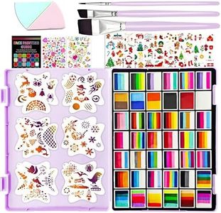 148 Colors Professional Face Painting Kit for Kids | Non-Toxic, Hypoallergenic Water Activated Split Cake Face Paint Palette with 42x10g Cakes | Stencils & Brushes | Halloween , Easter, Party Makeup