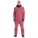 GSOU SNOW Women's Men's One Piece Ski Suits Jumpsuits Waterproof Warm Snowsuits Snowboard Ski Jacket Suit for Snow Sports-Pink