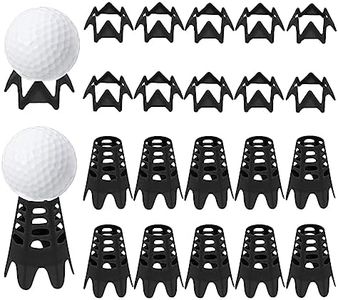 Plastic Golf Tees, Golf Simulator Tees for Home Indoor Golf Practice Training, Golf Mat Tees for Winter Turf and Driving Range, Pack of 10 Tall & 10 Small (Black)