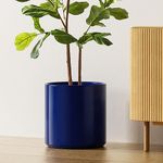 LE TAUCI 12 Inch Plant Pots, Ceramic Planters for Indoor Plants, Mid-Century Modern Plant Pots Indoor, Round Pot Plante Interieur with Drainage Hole and Removable Plug, Sapphire Blue