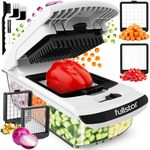 Fullstar Vegetable Chopper & Cutter - Slicer Dicer Spiralizer with Container for Food Veg Onion Cucumber Tomato Salad Potato French Fry - Kitchen Gadgets & Accessories (PRO 2-in-1, White)