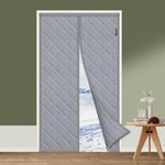 MAGZO Magnetic Thermal Insulated Door Curtain Fits Door Size 36" x 80", Oxford Cloth Strong Magnets Patio Door Insulation, Thicken Cotton Winter Door Cover for Doorways, Gray