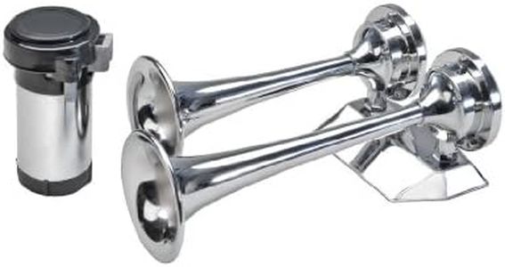 Wolo (160) Ocean Alert Chrome Plated Dual Trumpet Horns - 12 Volt, Low and High Tone