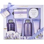 BODY & EARTH Bath Spa Gift Set for Women, Shower Gift Sets, 6Pcs Lavender Toiletries Gift Sets for Women, Luxurious Pamper Gifts for Women Birthday Gifts for Her Ladies Gift Sets Christmas Gifts