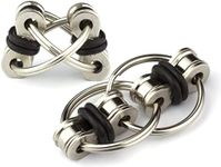 Flippy Chain Fidget Toy by Tom's Fidgets - Perfect for ADHD, Anxiety, and Autism - Bike Chain Fidget Stress Reducer for Adults and Kids (Black 2PK)