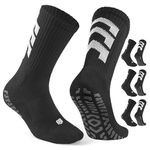 CLOSEMATE Football Grip Socks Non Slip Sport Socks for Men Women with Anti Blister Pads Wicking Breathable Cushioned Soccer Running 3 Pairs(3Black, Size M)
