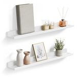 SONGMICS Floating Shelves Set of 2, Wall Shelves Ledge, 10 x 80 cm, for Picture Frames and Books, Living Room, Hallway, Bedroom, Bathroom, Kitchen, Office, White LWS080W01