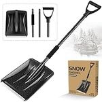 Snow Shovel for Car Driveway, 2024 New Upgrade Snow Shovels for Snow Removal, Lightweight Portable Adjustable Large Capacity Shovel Perfect for Garden, Camping, Snowman Playing and Emergency(Black)