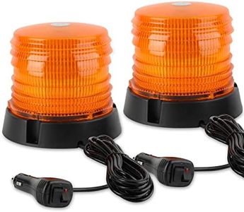 ASPL 2pcs LED Warning Flash Beacon Lights, 60 LED Amber Warning Safety Flashing Strobe Lights with Magnetic and 16 ft Straight Cord for Vehicle Truck Tractor Golf Carts UTV Car Bus,12V-24V