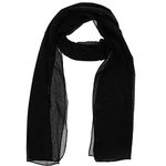 WESTEND CHOICE Ladies Chiffon Scarves Women Plain Neck Scarf Soft Headwrap Girls Headscarf Sheer Wrap women's scarves & wraps 150x45 cm (Black)