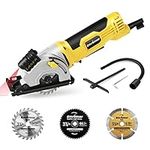 Enventor Mini Circular Saw, 580W 4000RPM Compact Electric Circular Saws with 3 Blades(85mm), Laser Guide, Scale Ruler, Pure Copper Motor Mini Saw for Wood, Soft Metal, Tile, Plastic Corded