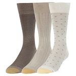 Gold Toe Men's Dress Crew Socks, 3 Pairs, String/Driftwood/Taupe, Shoe Size: 6-12.5