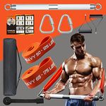 DASKING 500LBS Extra Heavy Home Gym Resistance Band Bar set with 2 Resistance Bands Levels, Portable Full Body Workout Equipment Exercise Bar Kit，Workout Guide Included (Silver)