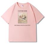 GDSHAPE Custom T-Shirt Design Your Own, Oversize Cotton Customized T-Shirt Personalized with Picture/Photo/Logo/Text in Pink(L)