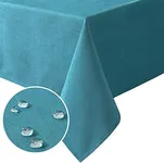 H.VERSAILTEX Linen Textured Table Cloths Rectangle 54 x 70 Inch Premium Solid Tablecloth Spill-Proof Waterproof Table Cover for Dining Buffet Feature Extra Soft and Thick Fabric Wrinkle Free, Teal