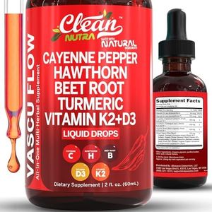 Cayenne Pepper Supplement Liquid Drops + Hawthorn Berry, Vitamin D3 K2 Beet Root Powder, Ceylon Cinnamon, Turmeric Curcumin, Organic Panax Ginseng, Berberine Extract VIT D K by Clean Nutra -