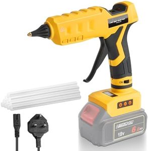 QUPPER 100W Cordless Hot Glue Gun Compatible with Dewalt 18V Battery – Includes 10x11mm Glue Sticks, Drip-Free Nozzle & LED Temperature Display, for DIY, Crafts & Quick Repairs (Battery Not Included)