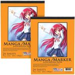 U.S. Art Supply 9" x 12" Premium Manga-Marker Paper Pad, 60 Pound (100gsm), Pad of 24-Sheets (Pack of 2 Pads)