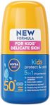 NIVEA Sun Kids Protect & Care SPF 50+ Roll On (50ml), Sunscreen with SPF 50, Roll-On Kids Sun Cream for Delicate Skin, Immediately Protects Against Sun Exposure