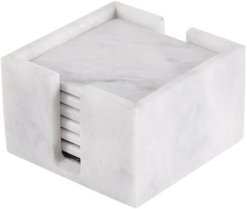 Radicaln Marble Coasters for Drinks White Square 3.5 Inches Handmade Coaster for Farmhouse Kitchen décor - Cup Coasters for Coffee bar décor