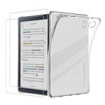 Case for Kobo Libra Colour Clear Case + 2 Pieces Screen Protector,Shockproof Anti Scratch Ultra Slim Soft TPU Silicone Tablet Crystal Transparent Protective Case,Transparent