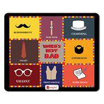 Indigifts Father Birthday Gifts World's Best Dad Quote Colourful Checks Graphic Multi Mouse Pad 8.5x7 inches - Best Dad-Papa-Birthday Gifts, Parents Gifts, Mousepad for Laptop, Fathers Gift, Mousepad