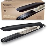 Panasonic EH-HS0E nanoe Hair Straightener for Flawless Style, Single Stroke Straightening with Advanced Smooth Gloss Ceramic Plate, Black/Champagne Gold