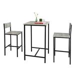 SoBuy OGT27-HG, Bar Set-1 Bar Table and 2 Stools, 3 Pieces Home Kitchen Breakfast Bar Set Furniture Dining Set