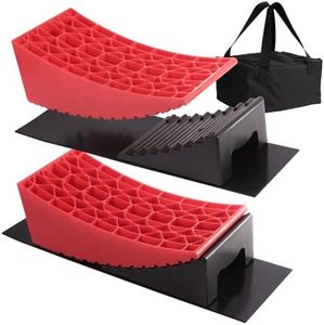 ZEMIRO CHARGE RV Camper Leveling Kit for Dual Axle Support, RV Leveling Blocks Ramp Includes 2 Curved Levelers, 2 Wheel Chocks, 2 Anti-Slip Mats, and Carry Bag for Travel Trailers and Motorhomes