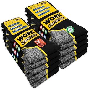 SOXCO WORK Socks for Men Crew Length Black Socks 10 Pairs, US 9-12