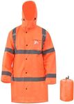 High Vis Rain Jacket Trench Coat &Safety Rain Jacket RIVER OTTER Rain Bibs ANSI Class 3, Orange, 6X-Large