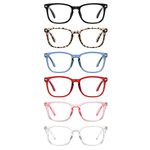 CCVOO 6 Pack Blue Light Blocking Reading Glasses, Anti Headache/Glare/Eye Strain Readers Computer Eyeglasses Women/Men (6 Pack Mix,1.75)