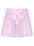 iiniim Mens Soft Shiny Satin Sissy Skirted Panties Frilly Lace Briefs Thongs Crossdress Lingerie Underwear 2# Pink L