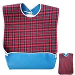 HASTHIP® Adult Bibs,Adult The Eldly Bib Adult Washable Dining Bibs for Elderly Red