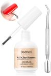 Beetles Nail Glue Remover Glue 20ml for False Nails, Press on Nails Glue Remover for Fake Nail Tips Acrylic Nail Adhesive Remover with Cuticle Pusher, Not for Uv Gel Glue or Gel Polish